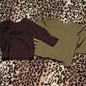 Black and Olive Long Sleeve Tops
